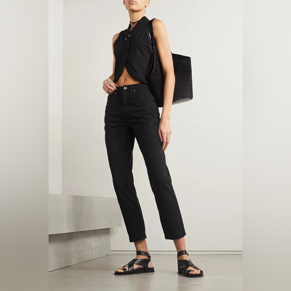 NINETY PERCENT Elliana Cropped High-Rise Straight-Leg Jeans